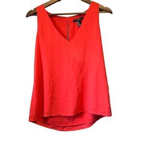 Forever 21 Coral Pink Sleeveless V Neck Blouse Top‎ Lightweight Casual